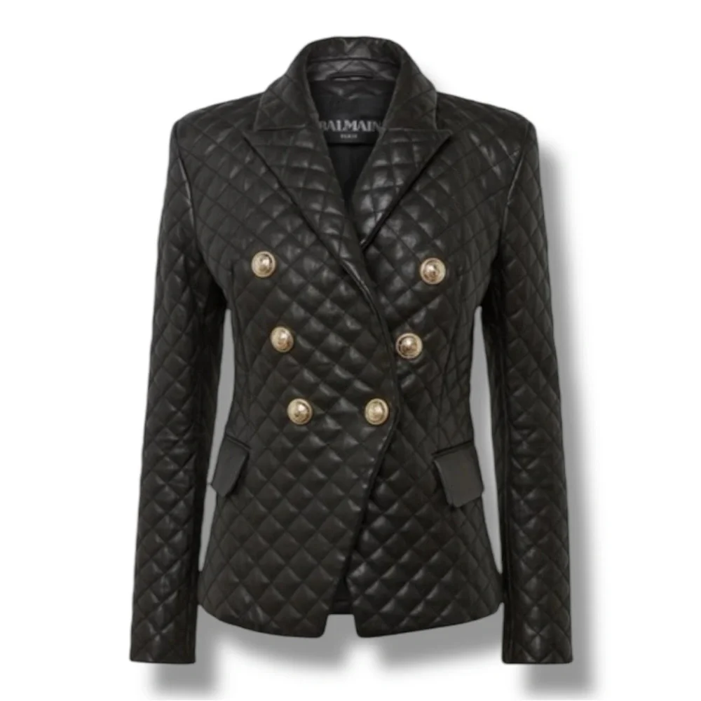 New authentic BALMAIN CLASSIC 6-BUTTON LEATHER JACKET SZ38​​​ - Picture 4 of 9